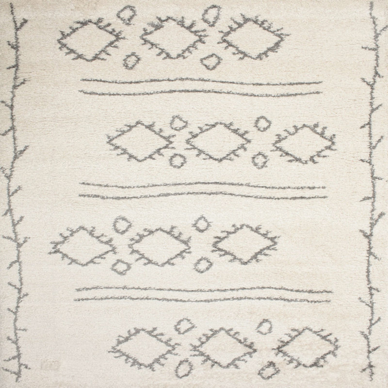 Tapis contemporain gris / crème Burslem, Carré 6 pi
