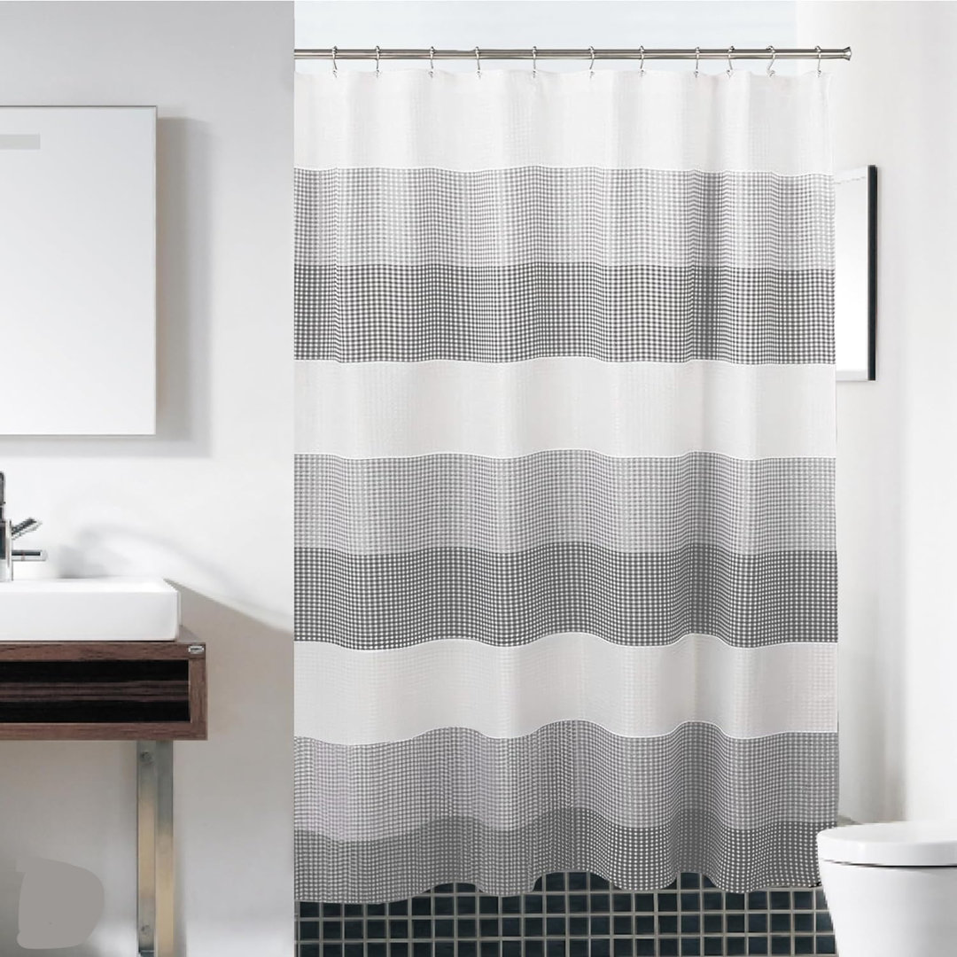Arminta Waffle Weave Waterproof Shower Curtains for Bathroom Clearance, Textured 70" x 72", Clea Longshore Tides 