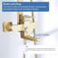 Brushed Gold Exposed Bathroom Shower Mixer Twin Head Bar Set Square Valve Shower System