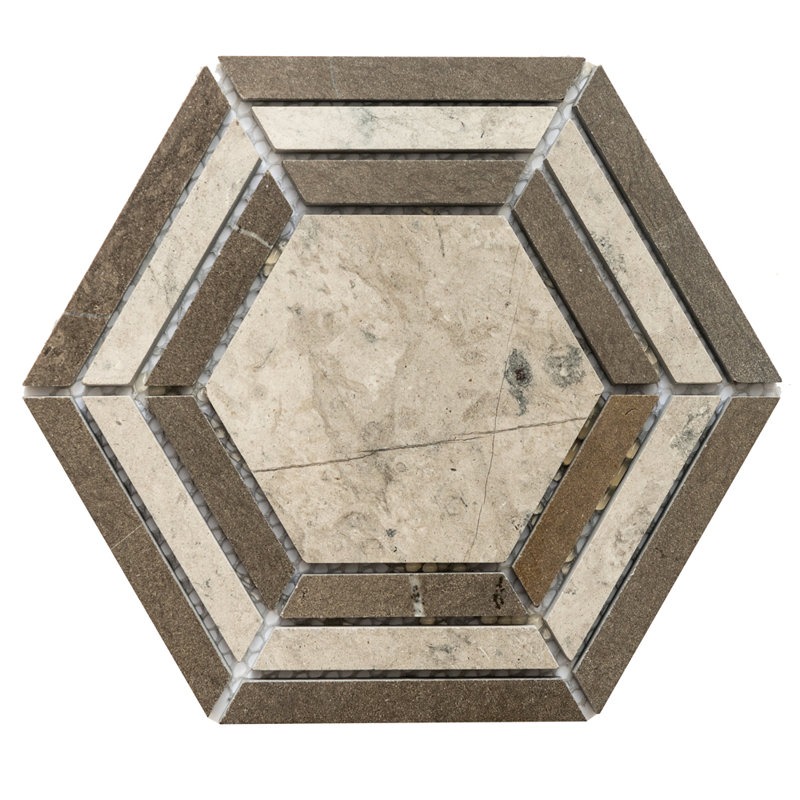 Santorini 4"x4" Natural Stone Mosaic Wall & Floor Tile, Taupe