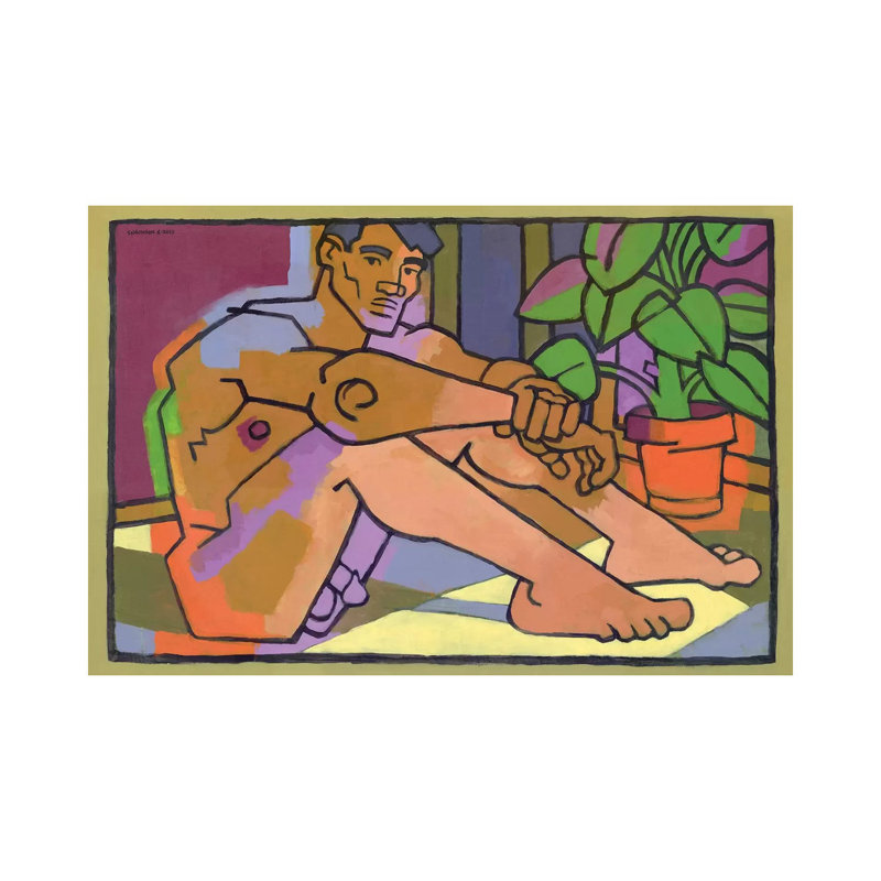Nude Bodybuilder In The Living Room by Douglas Simonson - Wrapped Canvas Painting, 20.32 cm H x 30.48 cm W