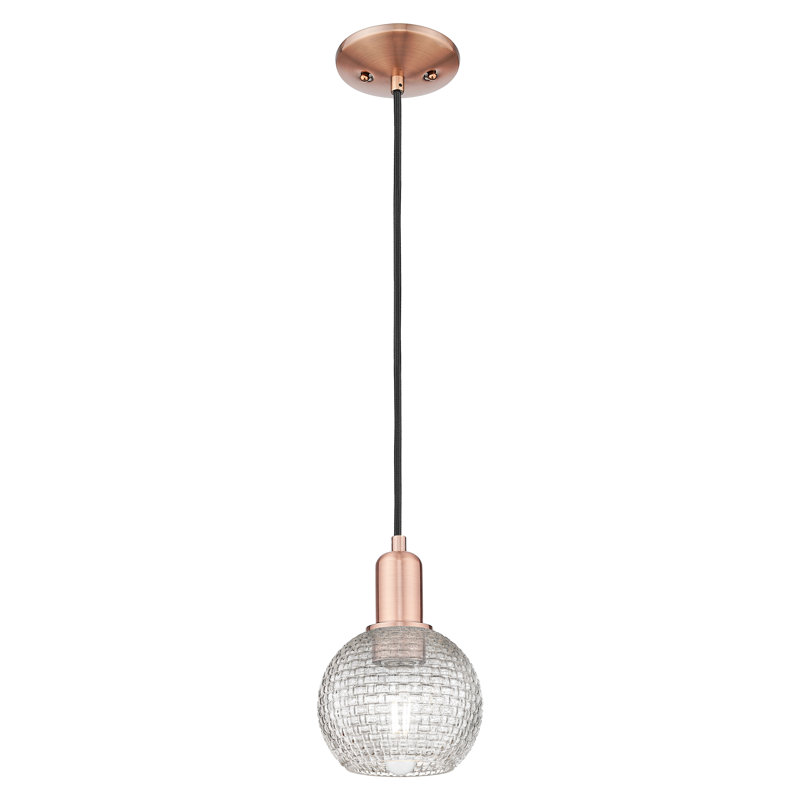 Arcadia - Athènes - Mini luminaire suspendu 1 lumière, H 5,13 po x l 5,88 po x P 5,88 po, Antique Copper