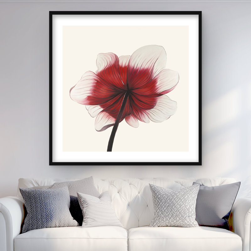 Anémone imprimé fleur rouge - décoration florale hyperréaliste, H 36 po x l 36 po, Noir
