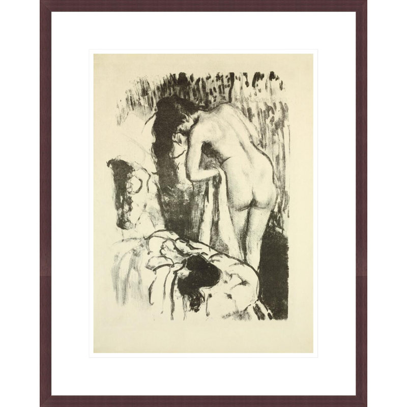 Femme nue debout se séchant par Edgar Degas, impression giclée encadrée, H 21,75 po x l 17,5 po