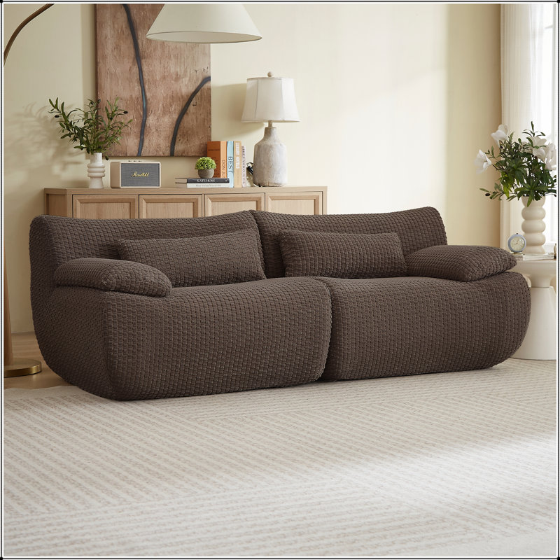 Oversized Modular Sectional Cloud Boneless Loveseat Sofa for Modern Living Rooms, Brown