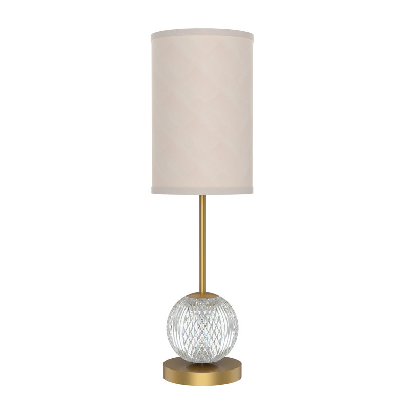Marni Mid-Century Natural Brass LED Table Lamp with Spherical Glass Shade