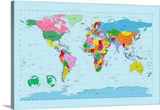 Ebern Designs Francy Traditional World Map by Michael Tompsett Print ...