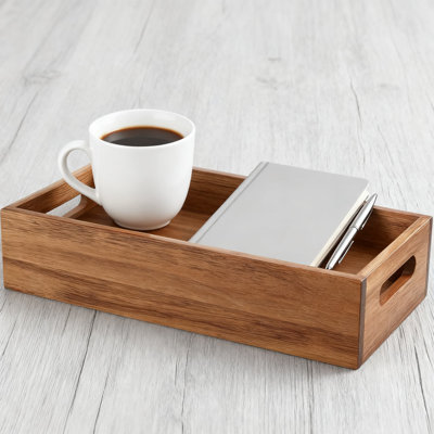 Bathroom Storage Basket With Handle, Wooden Toilet Tank Organizer For Toilet Paper And Bathroom Essentials, Space-Saving Decorative Box For Countertop And Vanity
