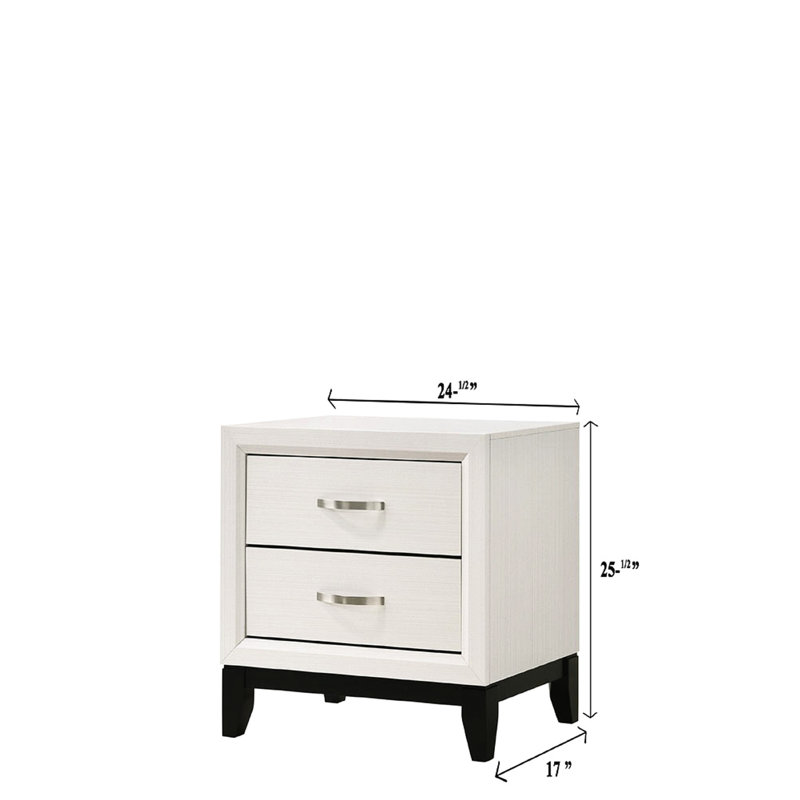 Table de chevet moderne pour chambre à coucher 2 blanche et chic, Blanc