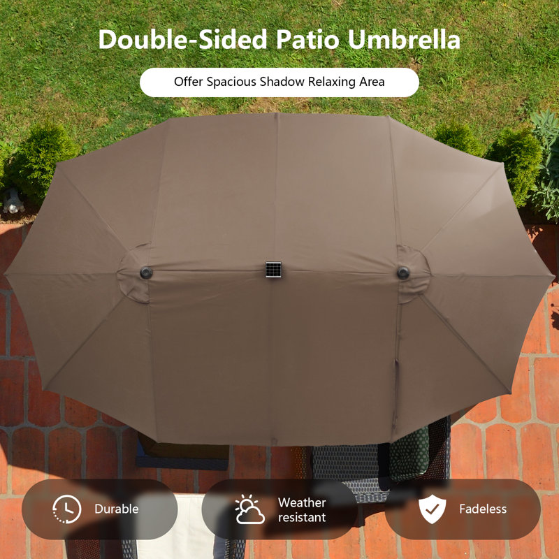 Ensemble 11 chaises de table de salle à manger de patio avec parasol et base, Gris, Brun