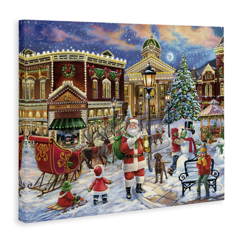 «Santa in Town Square» par Grateful Licensing Studio, H 16 po x l 20 po