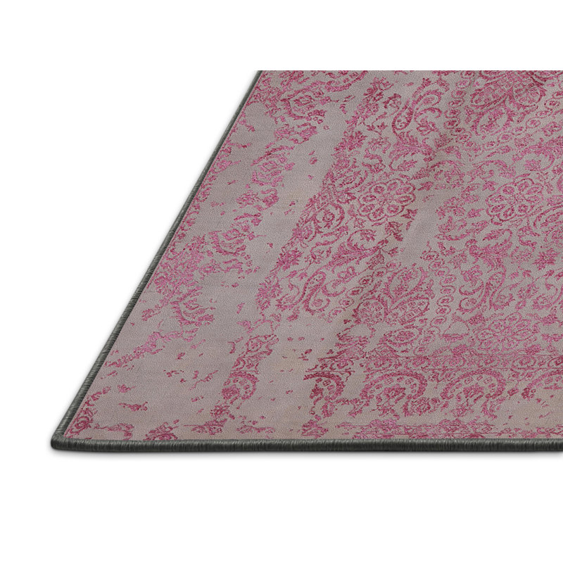Tapis floral rose / ivoire, Rectangle 2 pi x 3 pi
