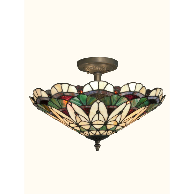Peacock Glass Semi Flush Mount