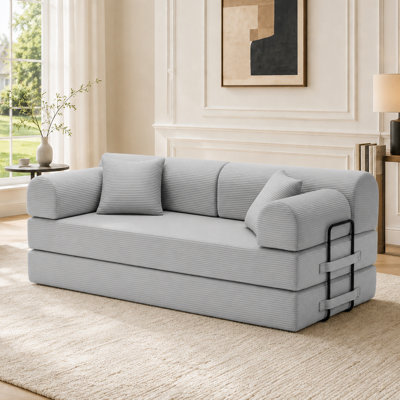 Versatile Corduroy Floor Sofa Bed with Daybed Lounge Function for Living Room Bedroom and Studio