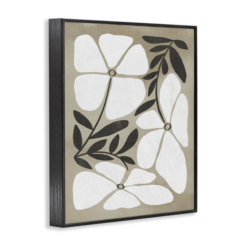 Boho Fleurs Trio, estampe numérique, design par Victoria Barnes, H 14 po x l 11 po, Giclée encadrée noir minuit