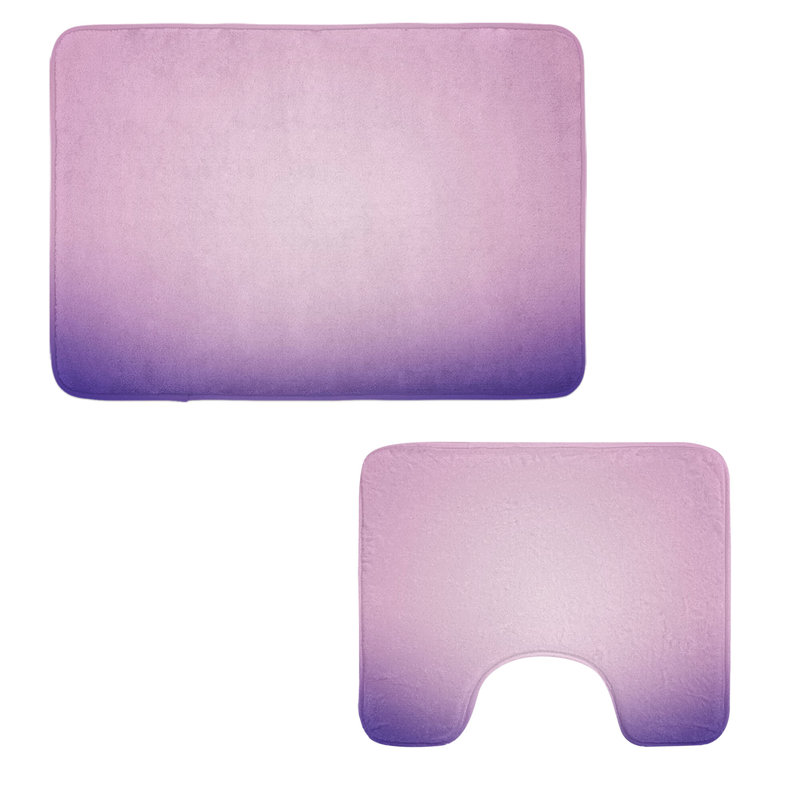  Lavender Bathroom Rug Set 2 Pieces Rectangle & Contour Mats Pale Pink Lilac