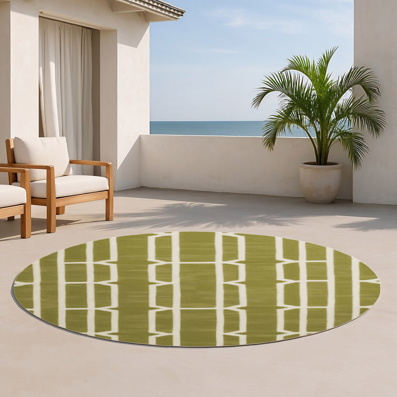 Tapis brun intérieur et extérieur Trellis, Rond 5 pi