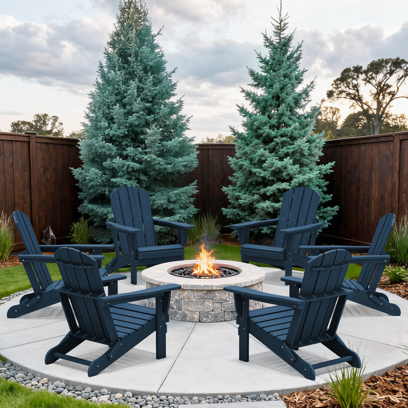 Clitheroe Foldable HDPE Adirondack Chair, Blue