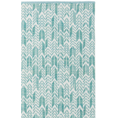 Tapis turquoise / ivoire tissé à plat à la main Legaspi