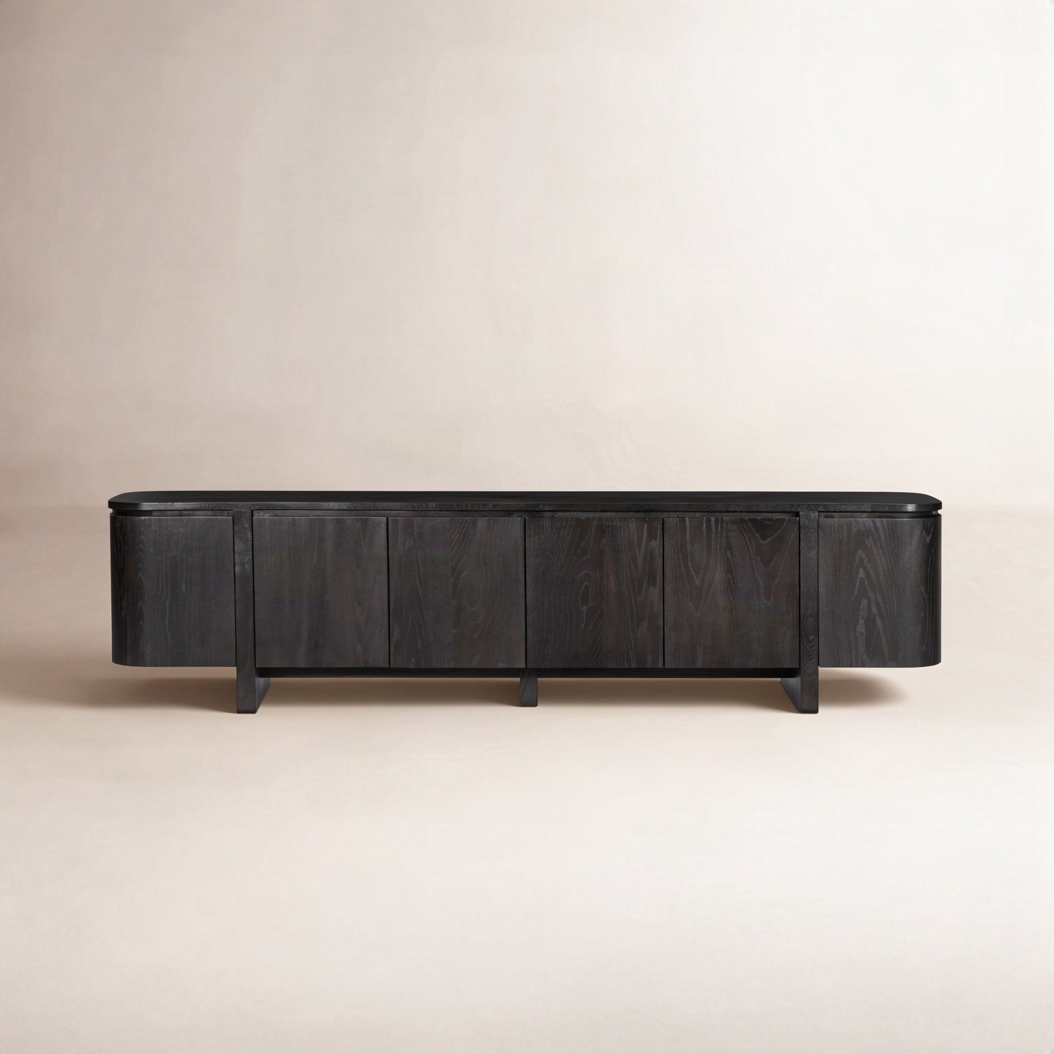 92" Oak TV Stand, Worn Black Oak
