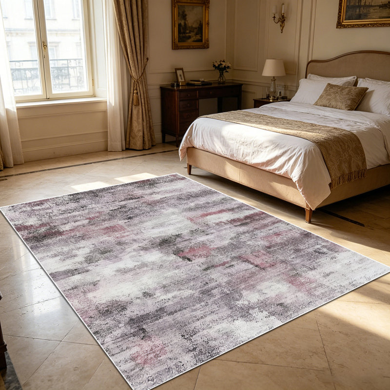 1PC Vintage Distressed Muted Pink Gray Abstract Striped area rugs for Living Room, Soft and Comfortable, Suitable for all seasons, easy-to-maintain, machine washable Indoor floor mat, Under Table Farmhouse suitable for dining table, bedroom, home