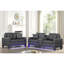 Ensemble de salon 2 pièces en tissu d'ameublement en PVC avec lumières DEL, noir