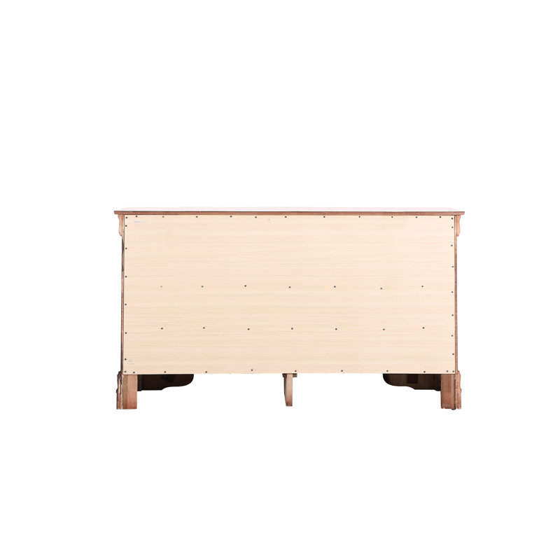 Commode de chambre à coucher en cerisier G3100-d - Style traditionnel avec bases détaillées, moulures courbées et caractéristiques robustes en métal