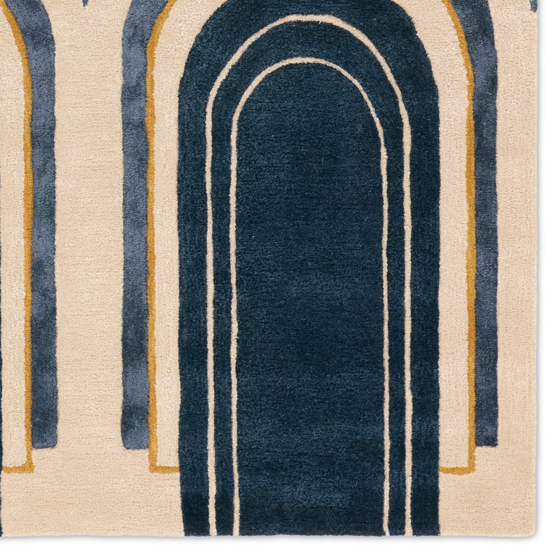 Tapis bleu et crème Collman Partition ICO16, Rectangle 6 pi x 9 pi