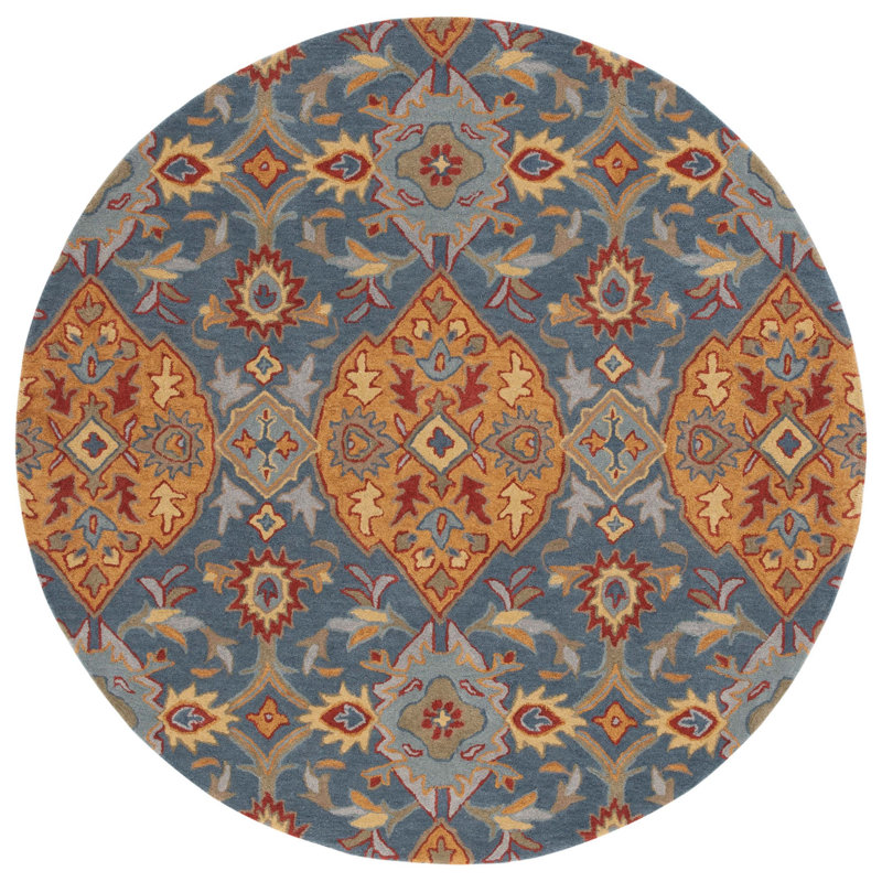 Bastidas Hand Tufted Wool Floral Rug, Round 6'