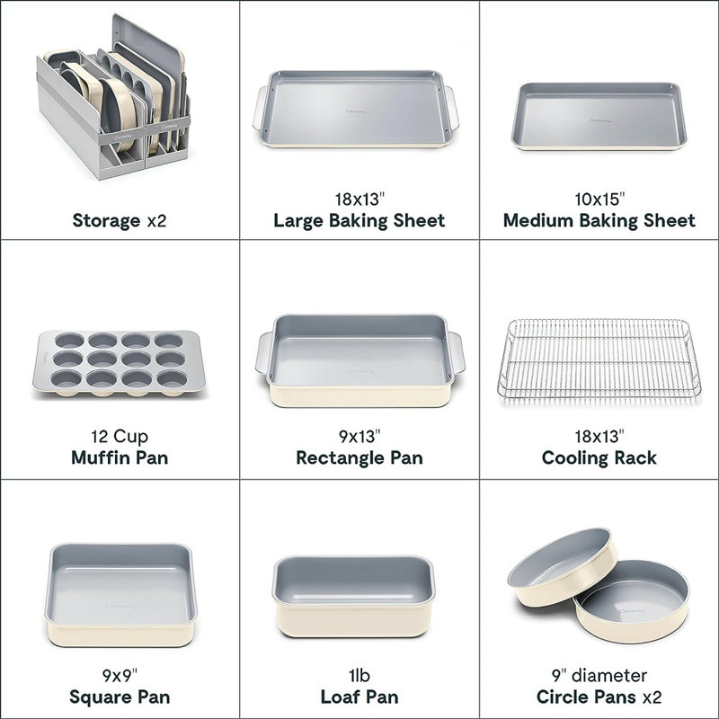 Caraway 11pc Non-Toxic Nonstick Ceramic Mega Bakeware Set, Cream