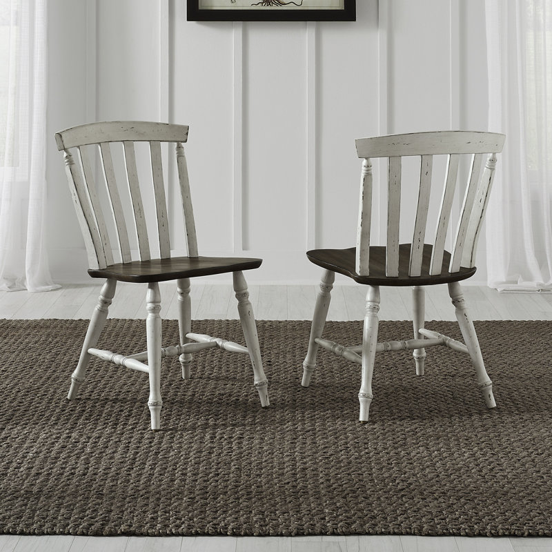  Catriel Slat Back Side Chairs w/ Two-Tone Finish