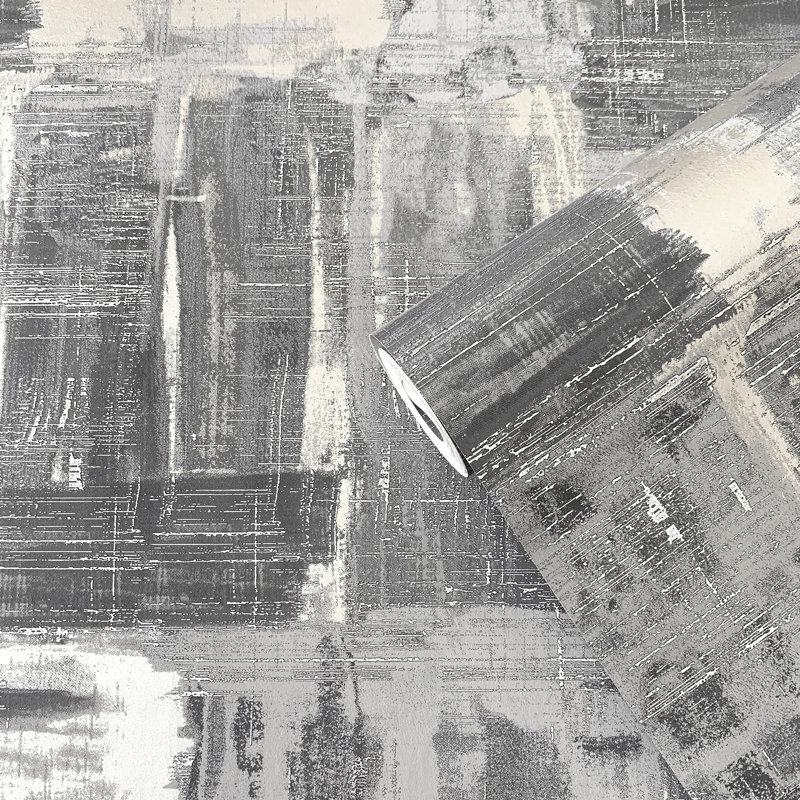 Lustre Metallic Abstract Wallpaper Roll, Grey