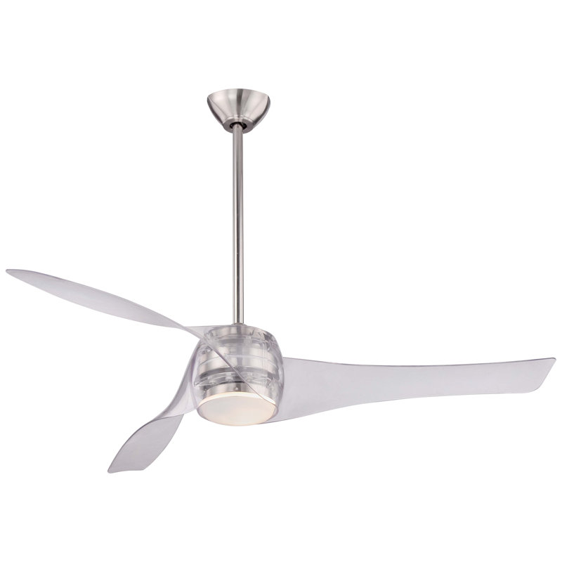 58" Artemis 3 Blade LED Smart Ceiling Fan with Remote, Lighting Kit Included, Translucent