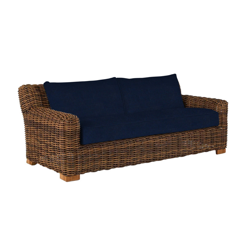 Montauk Sofa - Raffia, Welt, Indigo Velvet, Standard Plus