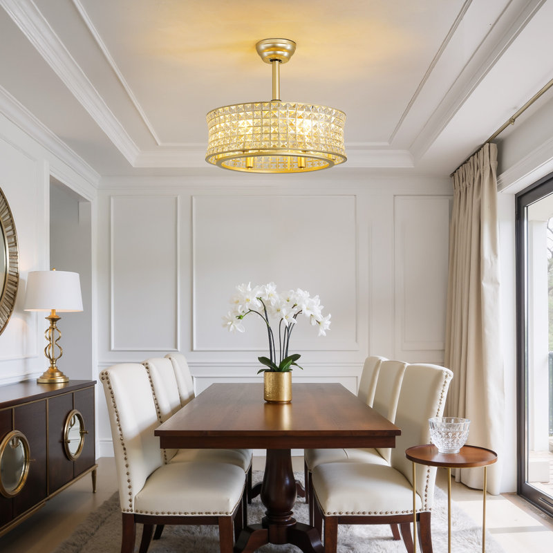 Ventilateur de plafond en cristal 20 po avec ensemble d'éclairage et télécommande