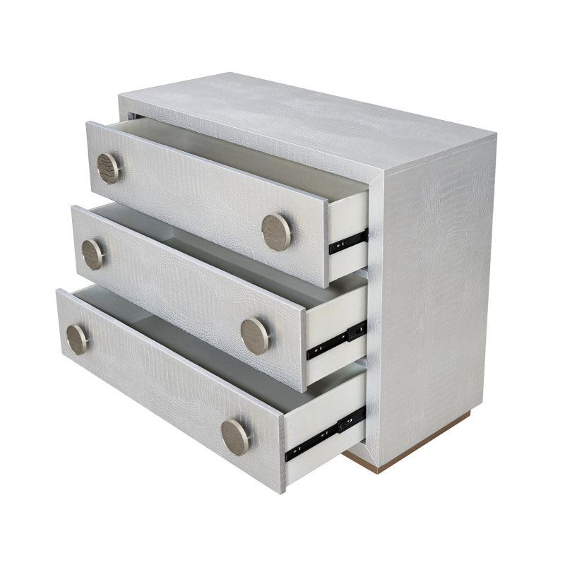 Armoire console en similicuir de crocodile avec configuration extérieure pratique de 3 couleurs argentées