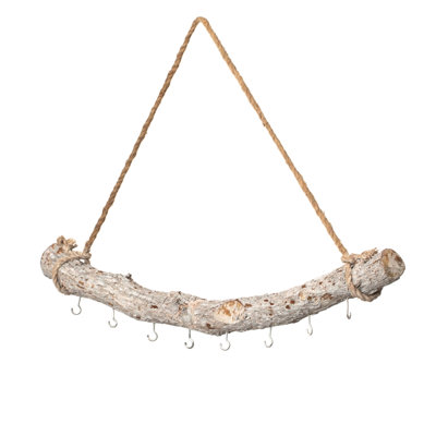  Décoration murale 32 pouces en bois à suspendre 32 po avec 8 crochets pour clés, chapeaux et accessoires muraux Jujube