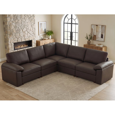 Canapé modulaire moderne avec repose-pieds en cuir de polyuréthane Marybelle Marybelle