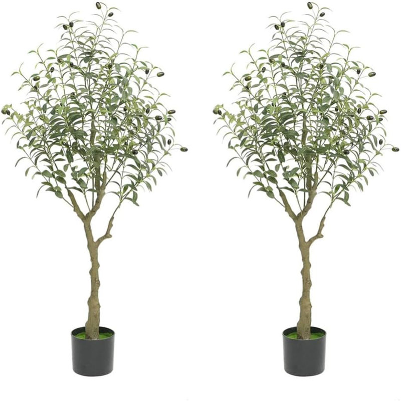 2 pièces Olive artificiel avec tronc de bois, plante artificielle réaliste pour la maison, le bureau, le salon, la chambre à coucher, 60 cm