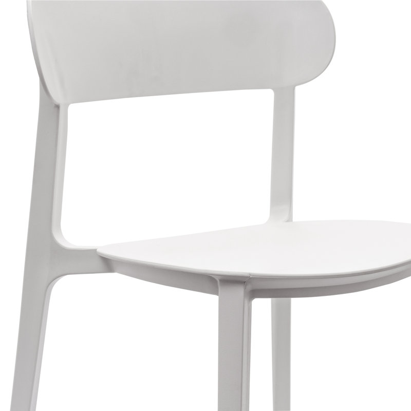 Chaise empilable commerciale en résine toutes saisons avec dossier profilé, Blanc