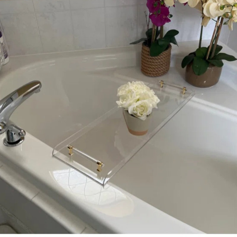 Plateau autoportant pour baignoire en acrylique transparent