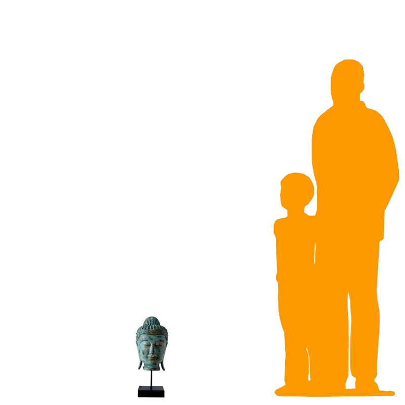 Ancient Buddha Head on Stand Statue