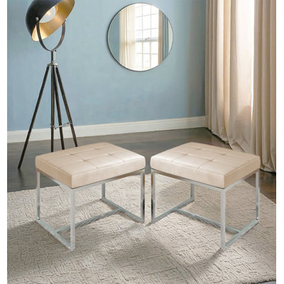 Finley Velvet Stool With Metal Base (pair)