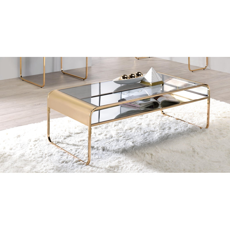 Table basse avec rangement Camareon, Doré