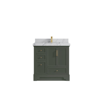 Meuble-lavabo simple 36 po avec plateau en quartz Alys