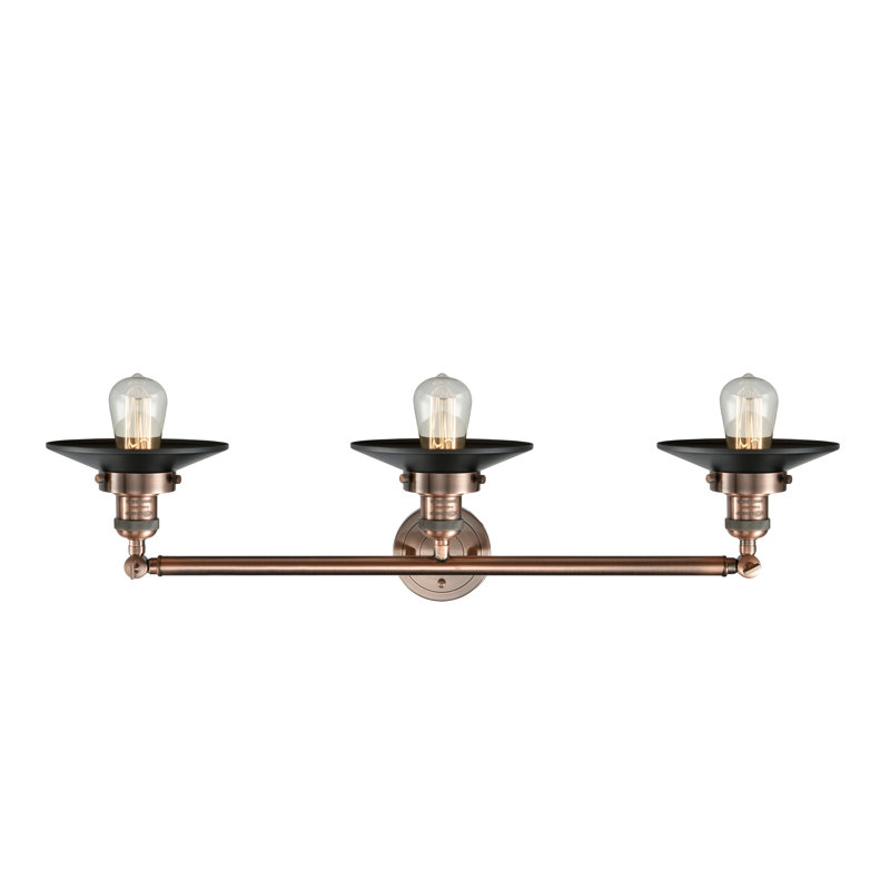 Éclairage pour meuble-lavabo à intensité variable à 3 lumières Krysia, Cuivre antique, Noir mat