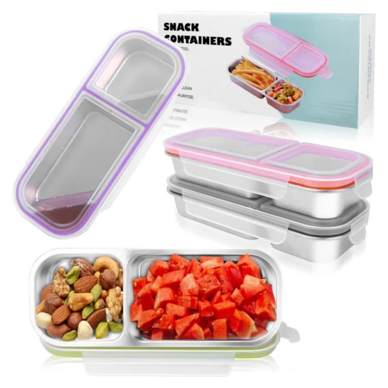 Boîte à bento en acier inoxydable avec couvercle 304