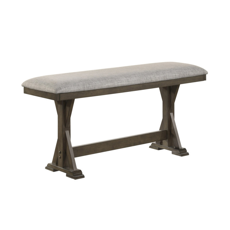 1Pc Rustic Upholstered Counter Height Dining Bench Rich Wood Finish Wooden Dining Room Furniture Brown