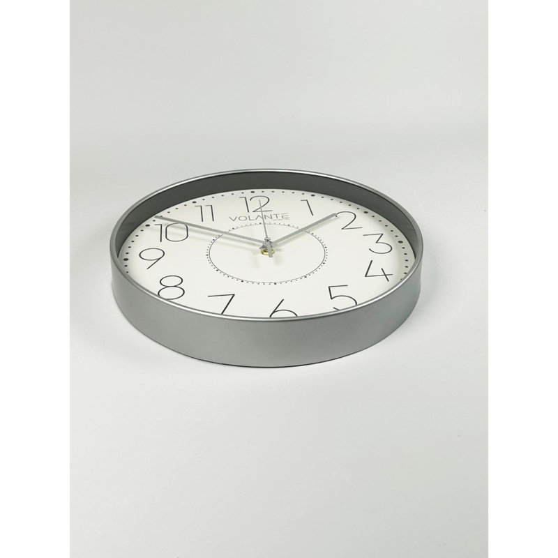 Elegant Decorative Wall Clock, Silver Finish, 11.8 x 11.8 x 1.8 inches | 100% Plastic Body with Real Glass Cover | Stylish Home Decor for Living Room, Office & Bedroom | Perfect Gift for Any Occasion