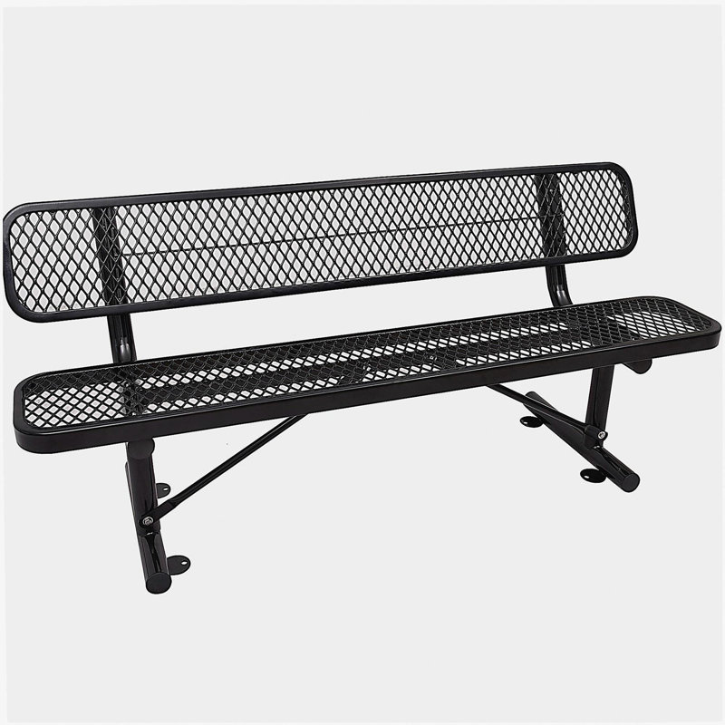 Banc d'extérieur en acier avec dossier 6 pi NOIR